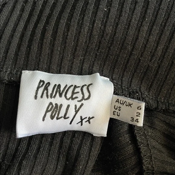 Princess Polly Black Ribbed Mock Neck Long Sleeve Dress - Size 2 - Picture 2 of 5